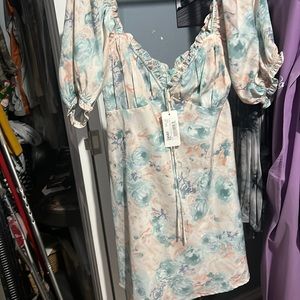 Cute light blue dress with light pink flowers